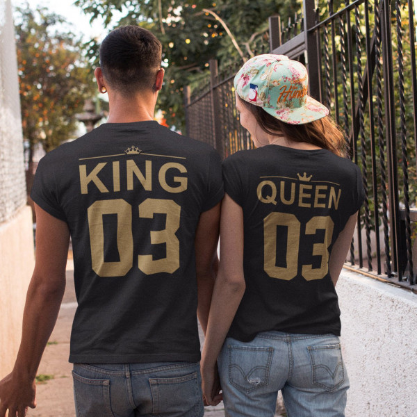 Set de tricouri "King & Queen" cu numere pe spate Set de tricouri "King & Queen" cu numere pe spate