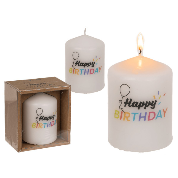 Lumânare cilindrică "Happy Birthday" Lumânare cilindrică "Happy Birthday"