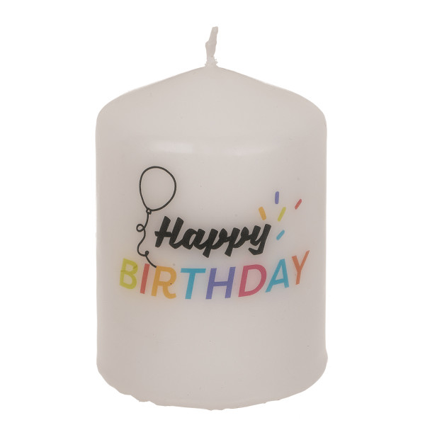 Lumânare cilindrică "Happy Birthday" Lumânare cilindrică "Happy Birthday"