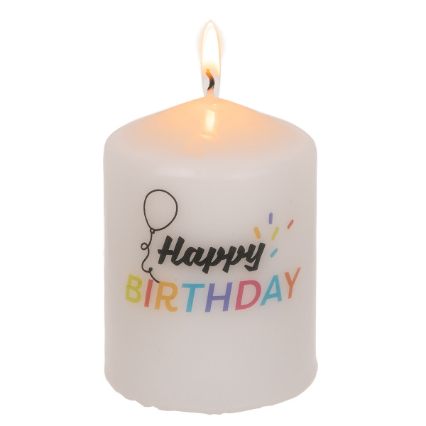 Lumânare cilindrică "Happy Birthday" Lumânare cilindrică "Happy Birthday"