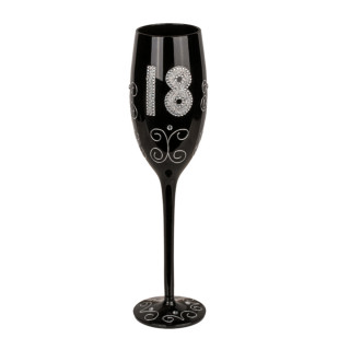 Pahar de șampanie negru cu numărul „18”