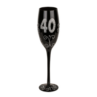 Pahar de șampanie negru cu numărul „40”