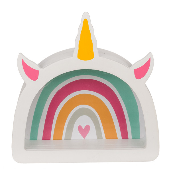 Pușculiță din lemn - cadru "Curcubeu unicorn" Pușculiță din lemn - cadru "Curcubeu unicorn"