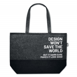 Geantă de cumpărături Eco-felt "Design won't save the world"