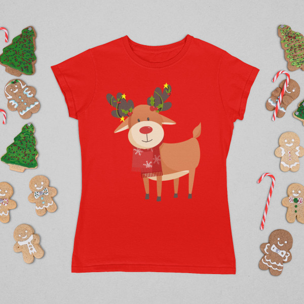 Tricou pentru femei "Reni festivi"