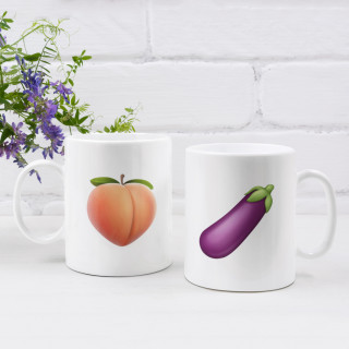 Set de căni pentru cuplu "Eggplant and peach"