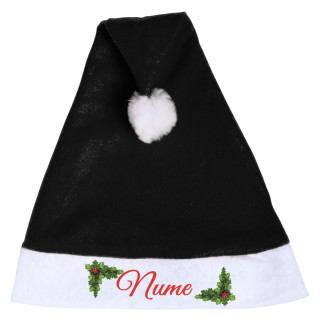 Căciulă de Crăciun cu numele ales de tine (neagră)