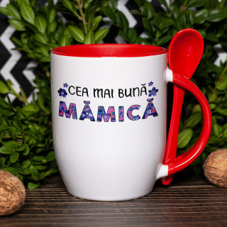 Cană cu lingură "Cea mai bună mămică"
