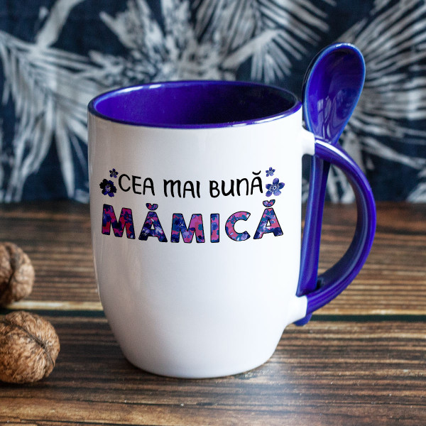 Cană cu lingură "Cea mai bună mămică" Cană cu lingură "Cea mai bună mămică"