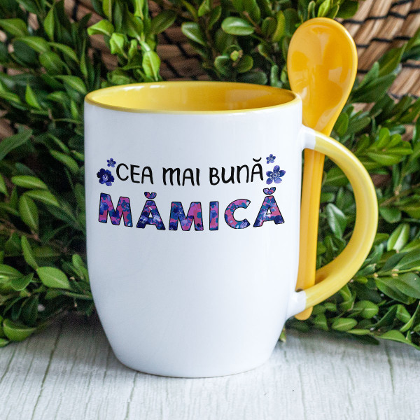 Cană cu lingură "Cea mai bună mămică" Cană cu lingură "Cea mai bună mămică"