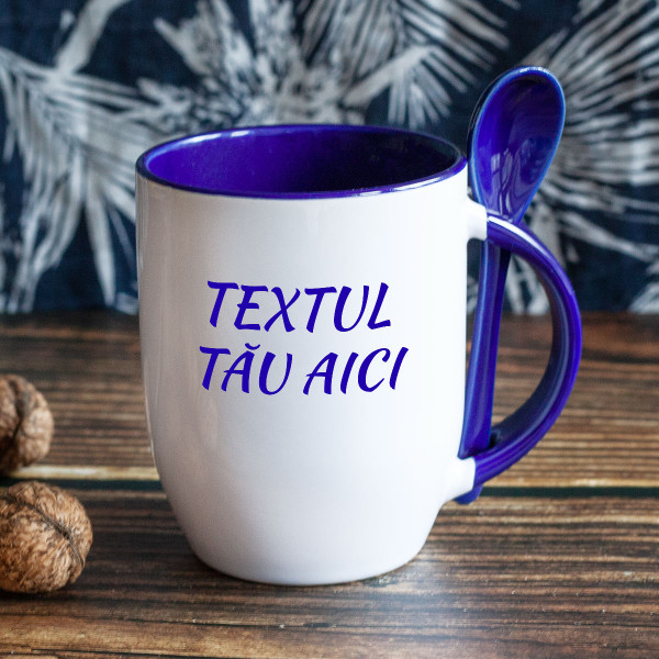 Cană cu lingură cu propriul tău text Cană cu lingură cu propriul tău text