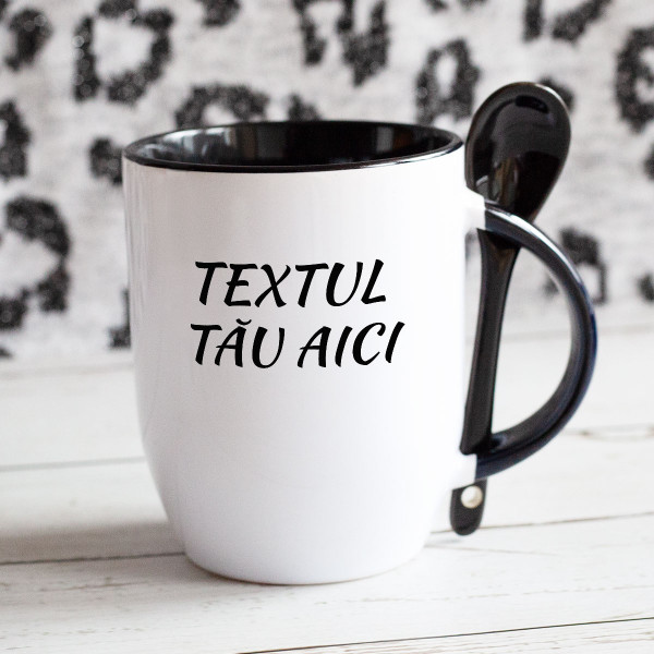 Cană cu lingură cu propriul tău text Cană cu lingură cu propriul tău text