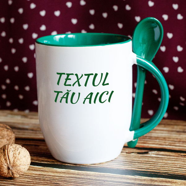 Cană cu lingură cu propriul tău text Cană cu lingură cu propriul tău text