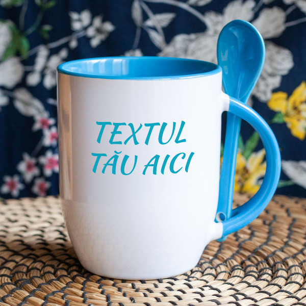 Cană cu lingură cu propriul tău text Cană cu lingură cu propriul tău text