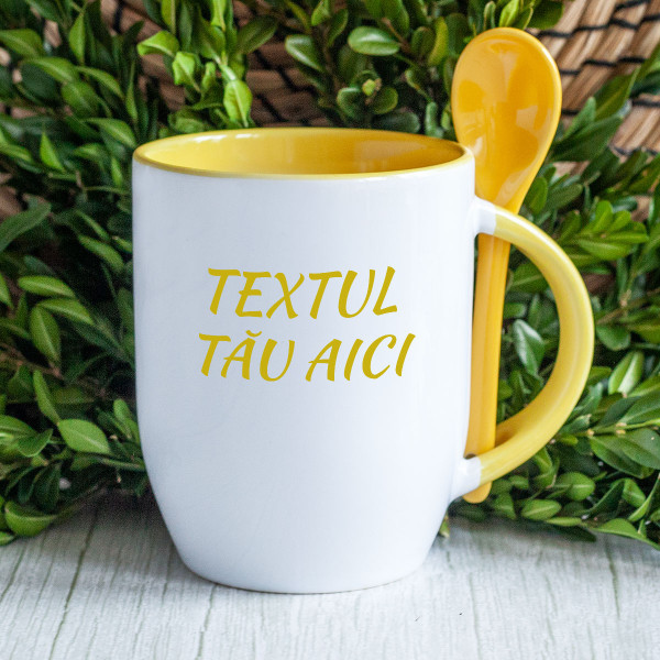 Cană cu lingură cu propriul tău text Cană cu lingură cu propriul tău text