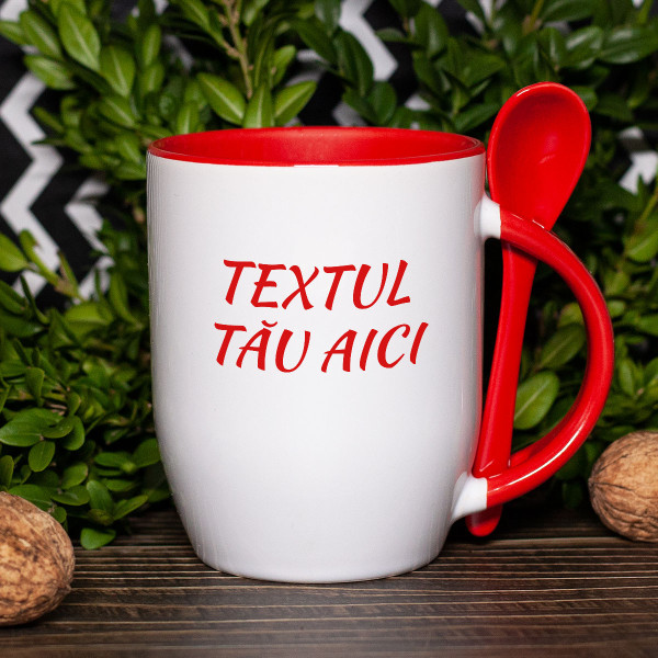 Cană cu lingură cu propriul tău text Cană cu lingură cu propriul tău text