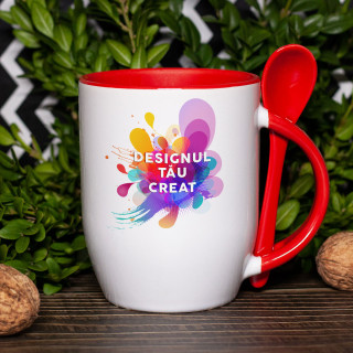 Cană cu lingură și designul tău personalizat
