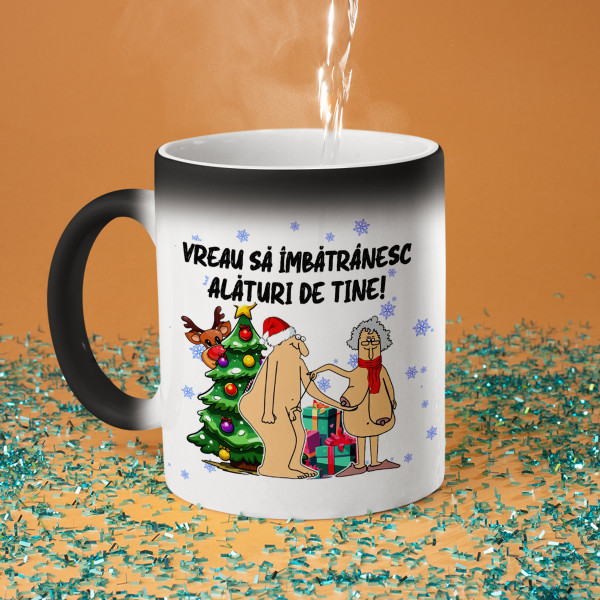 Cană de Crăciun "Vreau să îmbătrânesc alături de tine"