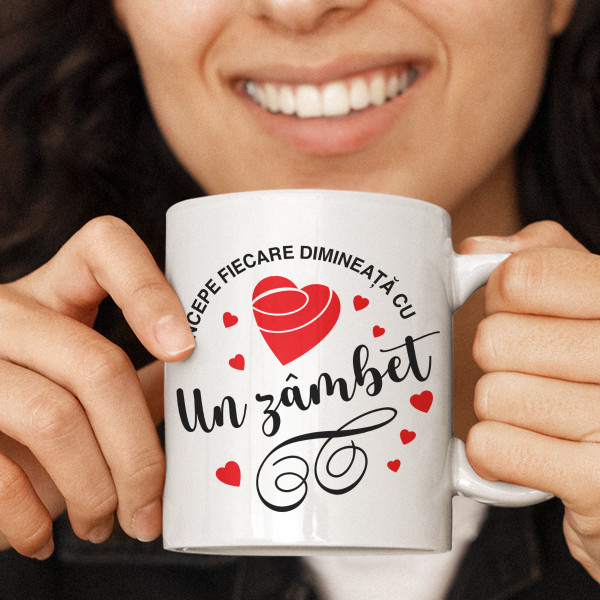 Cană "Dimineața începe cu un zâmbet"