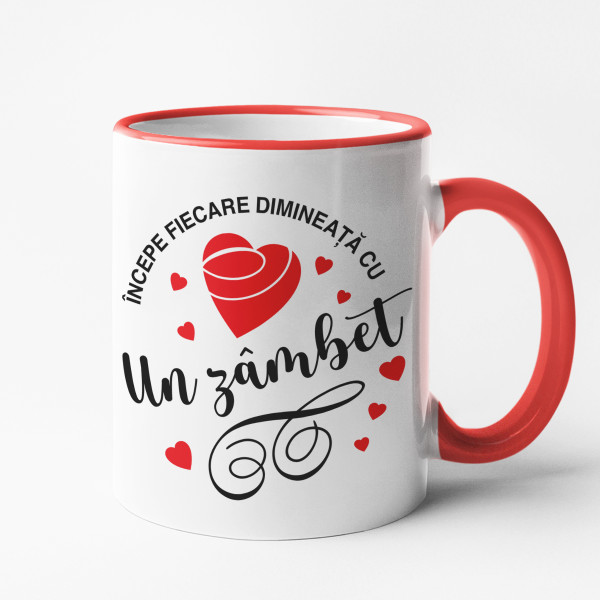 Cană "Dimineața începe cu un zâmbet"