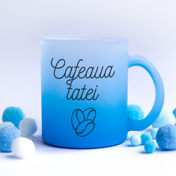 Cană din sticlă înghețată "Cafeaua tatei" Cană din sticlă înghețată "Cafeaua tatei"