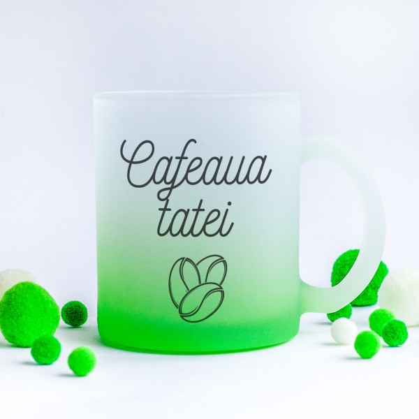 Cană din sticlă înghețată "Cafeaua tatei" Cană din sticlă înghețată "Cafeaua tatei"
