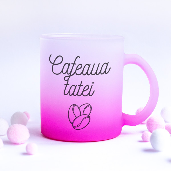 Cană din sticlă înghețată "Cafeaua tatei" Cană din sticlă înghețată "Cafeaua tatei"