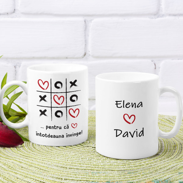 Cană "Dragostea învinge întotdeauna" su pasirinktais vardais