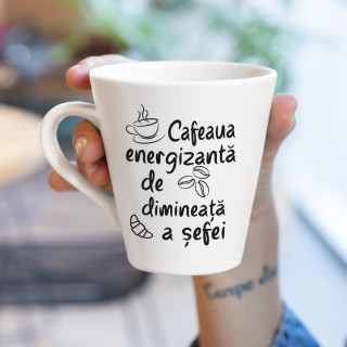 Cană Latte "Cafeaua de dimineață a șefei"