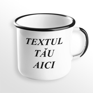 Cană metalică vintage cu propriul text