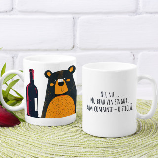 Cană "Nu beau vin singur"