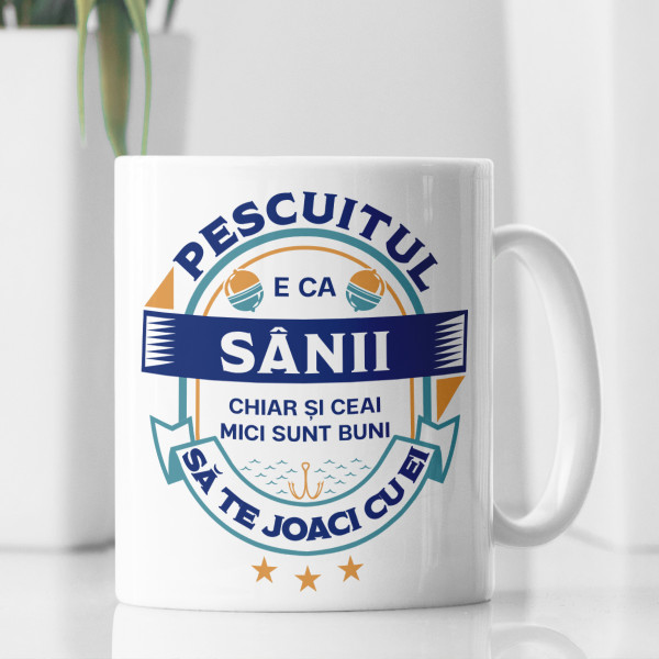 Cană "Pescuitul e ca sânii"