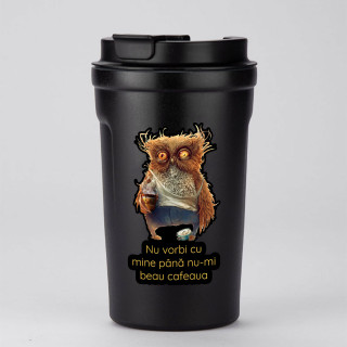 Cană termo din metal "Până îmi beau cafeaua" (400ml)