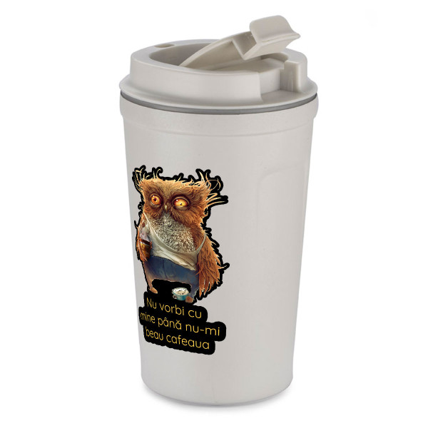 Cană termo din metal "Până îmi beau cafeaua" (400ml)