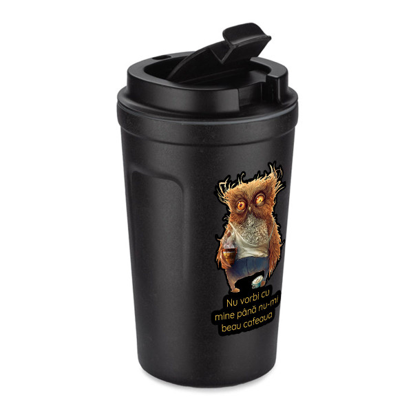 Cană termo din metal "Până îmi beau cafeaua" (400ml)