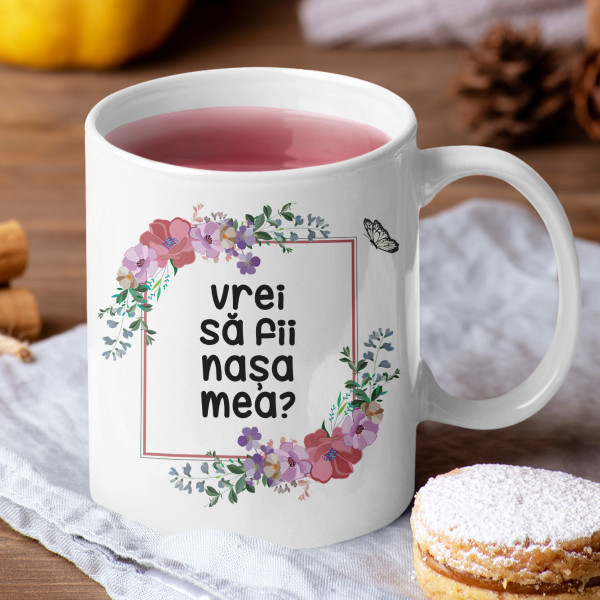 Cană "Vrei să fii nașa mea?"