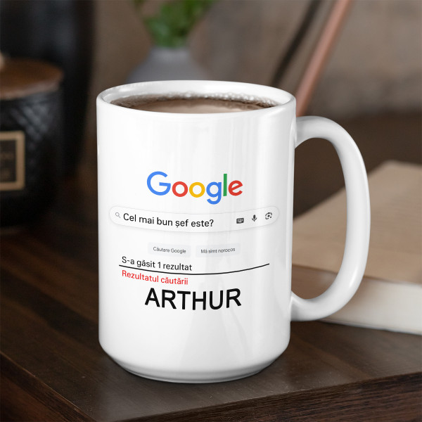Cana XL "Cel mai bun șef este" cu numele ales de tine (450ml)