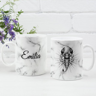 Cană "Zodiac" cu numele și semnul zodiacal ales