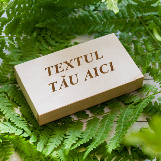 Cutie de bani din lemn cu textul ales de tine