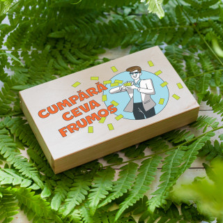 Cutie de bani din lemn "Cumpără ceva"