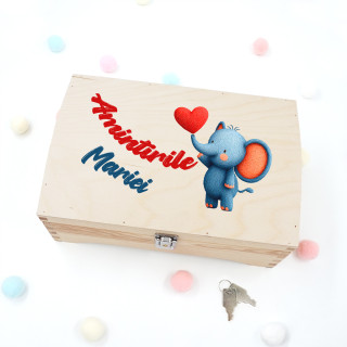 Cutie de lemn pentru suveniruri "Amintiri" cu nume personalizat