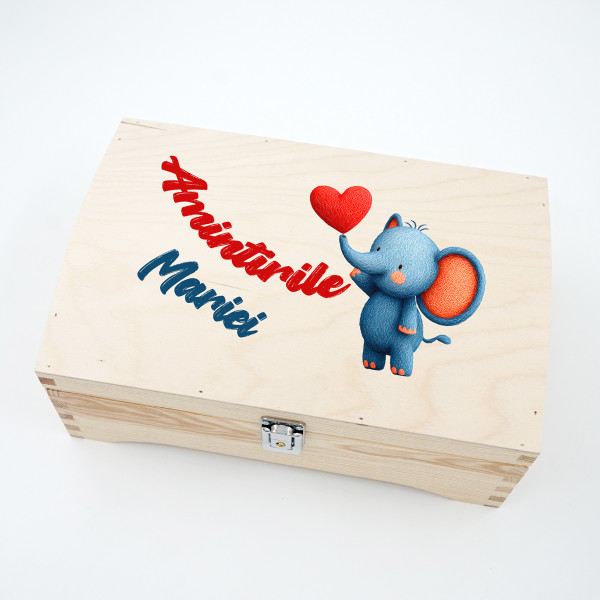 Cutie de lemn pentru suveniruri "Amintiri" cu nume personalizat