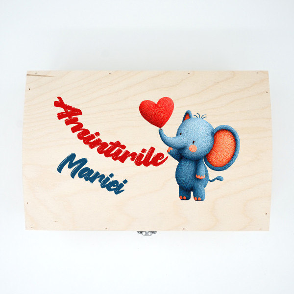 Cutie de lemn pentru suveniruri "Amintiri" cu nume personalizat