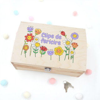 Cutie de lemn pentru suveniruri "Clipe de fericire"