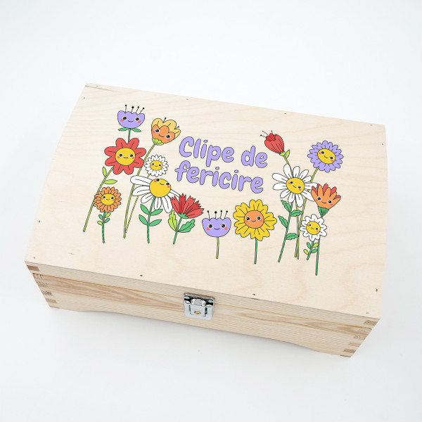 Cutie de lemn pentru suveniruri "Clipe de fericire"