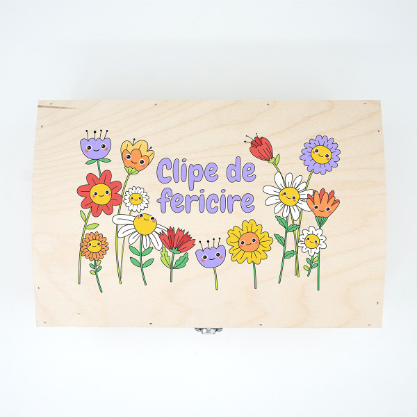 Cutie de lemn pentru suveniruri "Clipe de fericire"