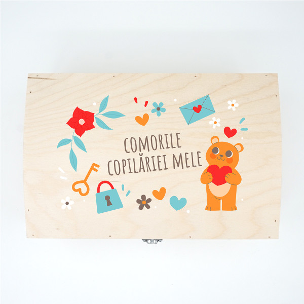 Cutie de lemn pentru suveniruri "Comorile copilăriei mele"