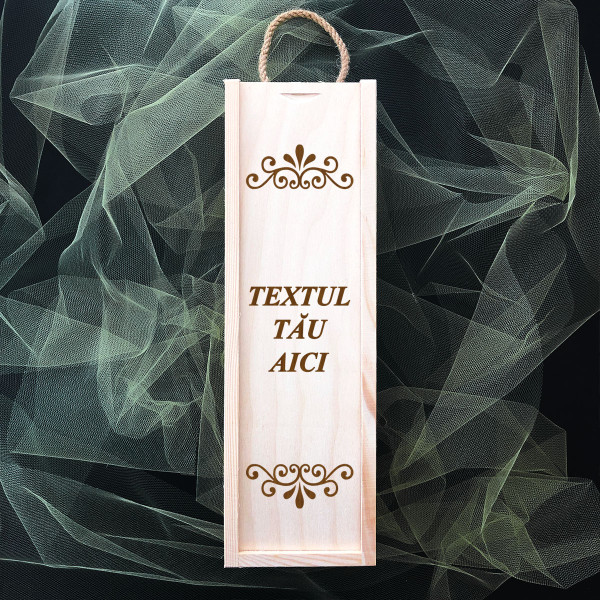 Cutie pentru sticle din lemn cu propriul tău text Cutie pentru sticle din lemn cu propriul tău text