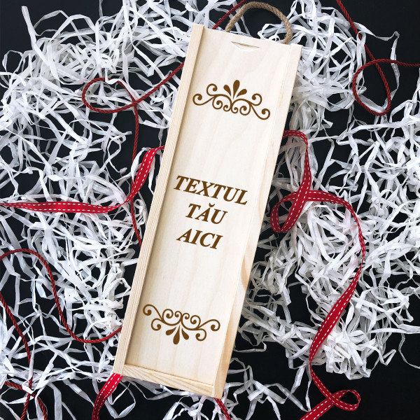 Cutie pentru sticle din lemn cu propriul tău text Cutie pentru sticle din lemn cu propriul tău text