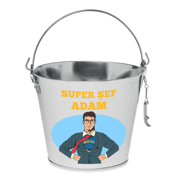 Găleată "Pentru șef" cu numele ales de tine